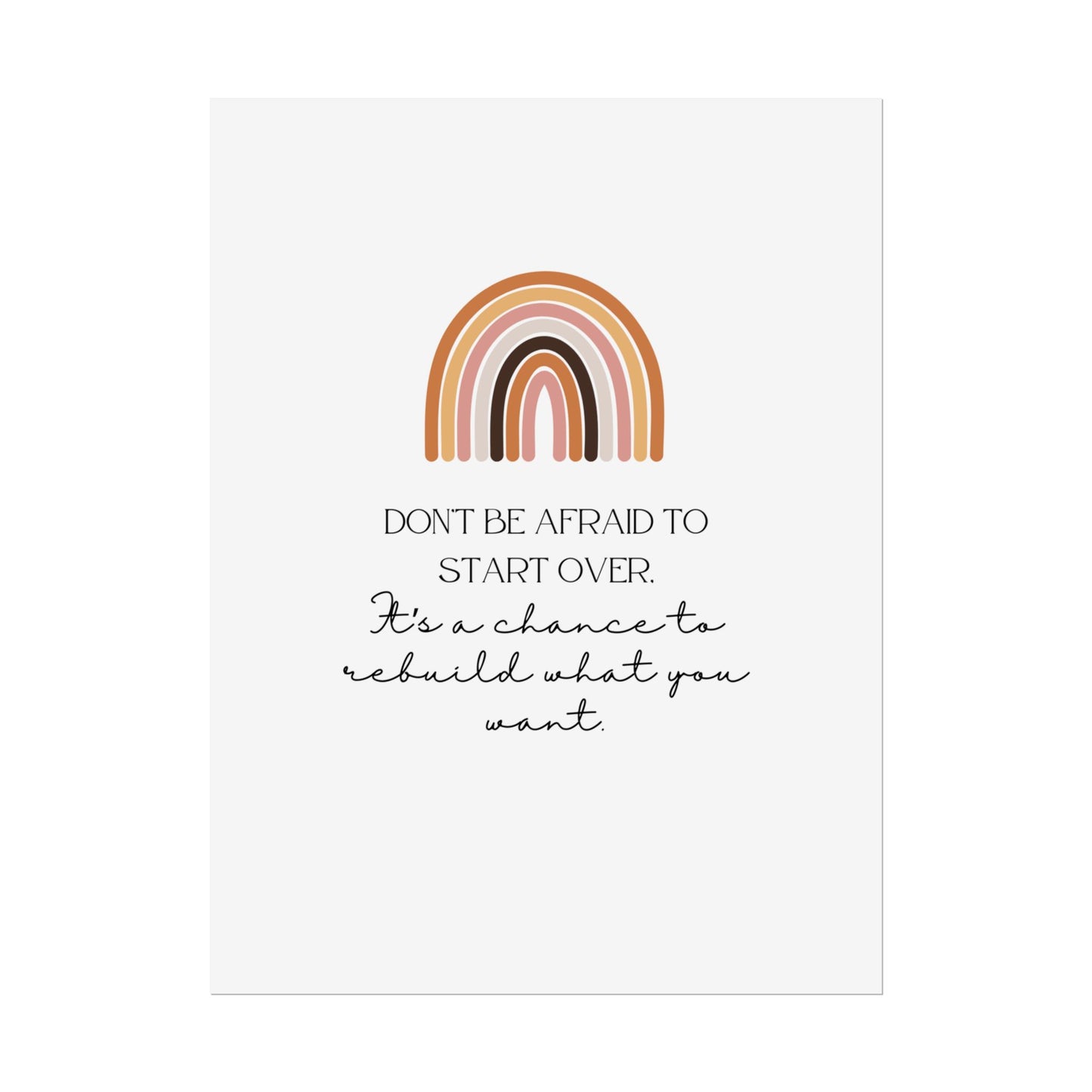 Don't Be Afraid to Start Over-Inspirational Quote Poster